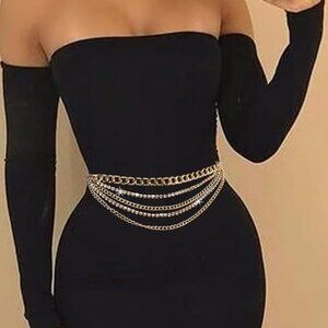 Rhinestone Waist Chain Belt Layered Body Chain